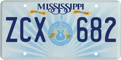MS license plate ZCX682