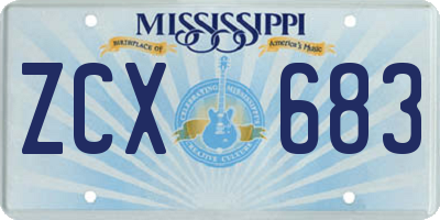 MS license plate ZCX683