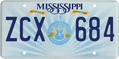 MS license plate ZCX684