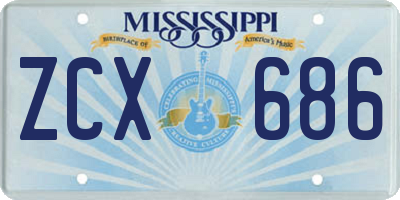 MS license plate ZCX686