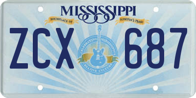 MS license plate ZCX687