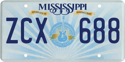 MS license plate ZCX688