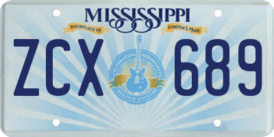 MS license plate ZCX689