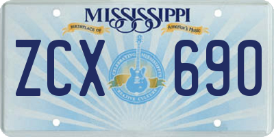 MS license plate ZCX690