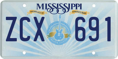 MS license plate ZCX691