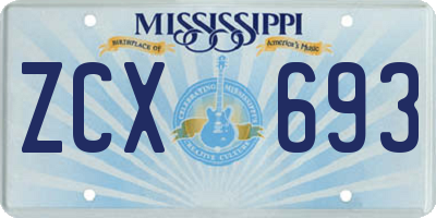 MS license plate ZCX693