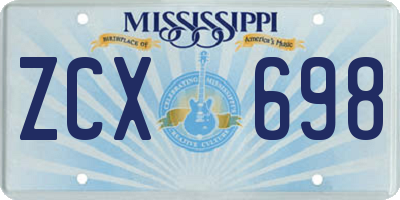 MS license plate ZCX698