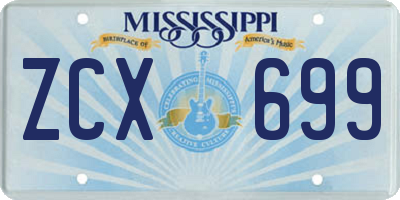 MS license plate ZCX699