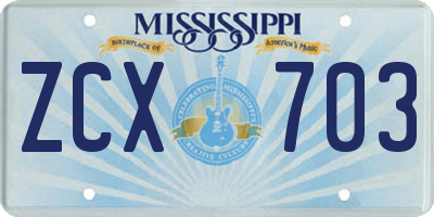 MS license plate ZCX703
