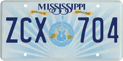 MS license plate ZCX704