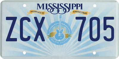 MS license plate ZCX705
