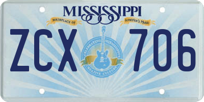 MS license plate ZCX706
