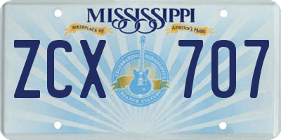 MS license plate ZCX707