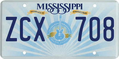MS license plate ZCX708