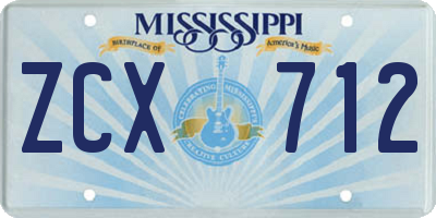 MS license plate ZCX712
