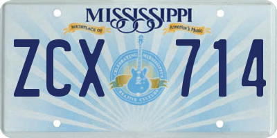 MS license plate ZCX714