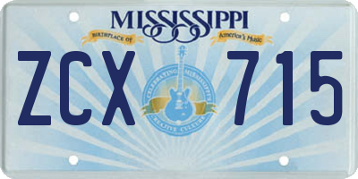 MS license plate ZCX715