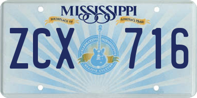 MS license plate ZCX716