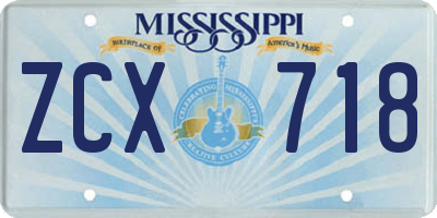 MS license plate ZCX718