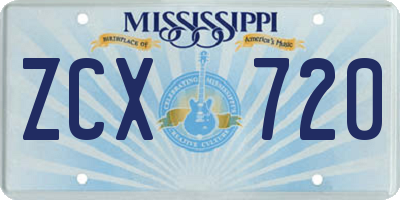 MS license plate ZCX720