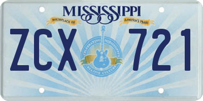 MS license plate ZCX721