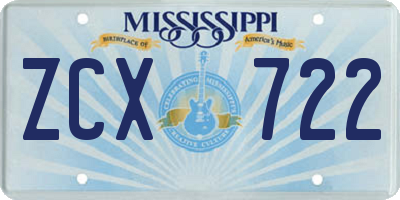MS license plate ZCX722