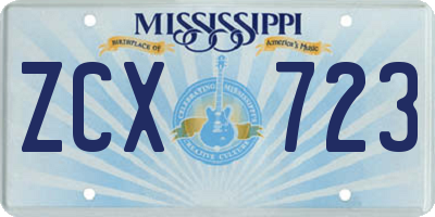 MS license plate ZCX723