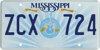 MS license plate ZCX724