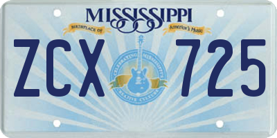 MS license plate ZCX725