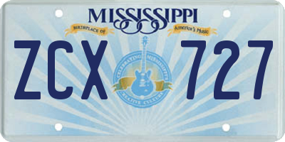 MS license plate ZCX727