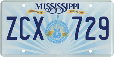 MS license plate ZCX729