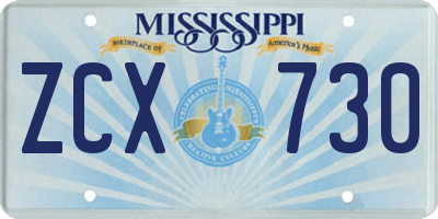 MS license plate ZCX730
