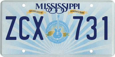 MS license plate ZCX731