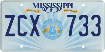 MS license plate ZCX733