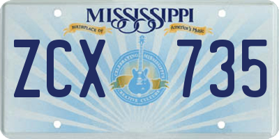 MS license plate ZCX735