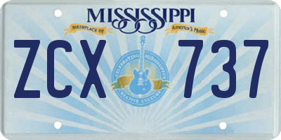MS license plate ZCX737