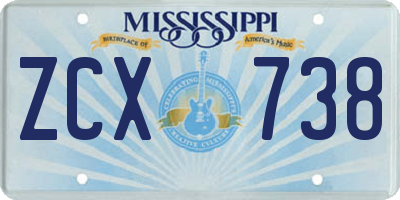MS license plate ZCX738