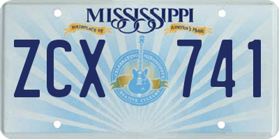 MS license plate ZCX741