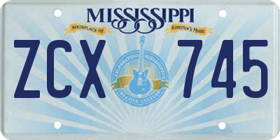 MS license plate ZCX745
