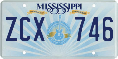 MS license plate ZCX746