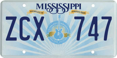 MS license plate ZCX747