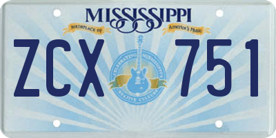 MS license plate ZCX751