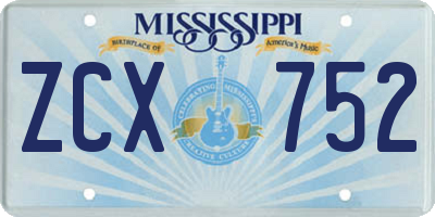 MS license plate ZCX752