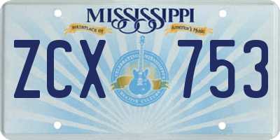 MS license plate ZCX753