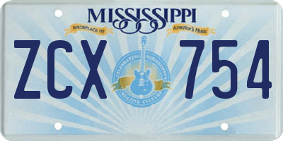 MS license plate ZCX754