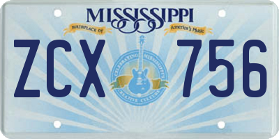MS license plate ZCX756