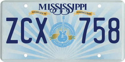 MS license plate ZCX758
