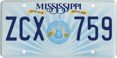 MS license plate ZCX759