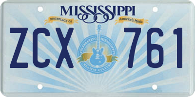 MS license plate ZCX761
