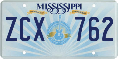 MS license plate ZCX762